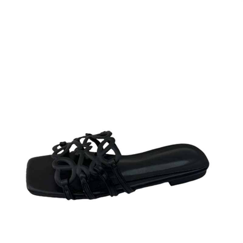2025 New Flat One-Strap Women's Slippers Casual PU Sandals