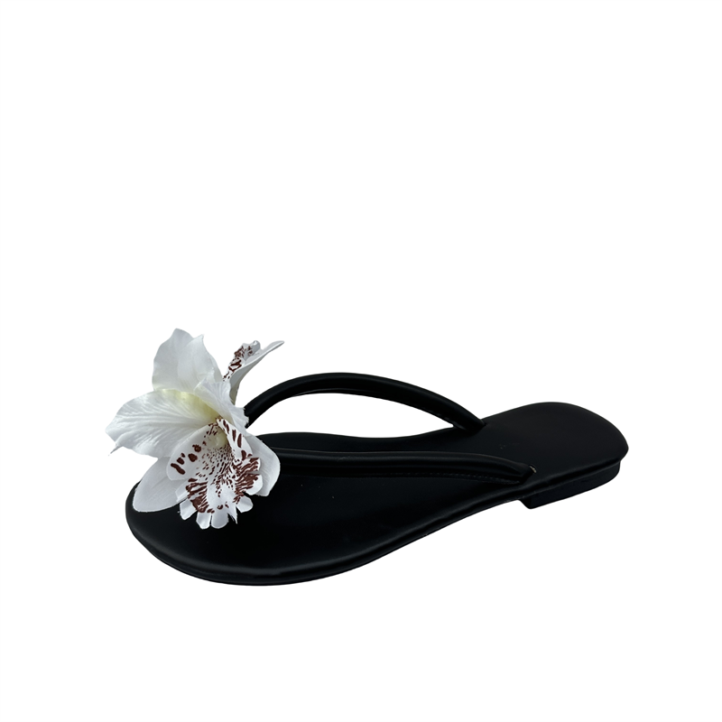 2025 New Women's Flower Flat Slippers Casual PU Sandals