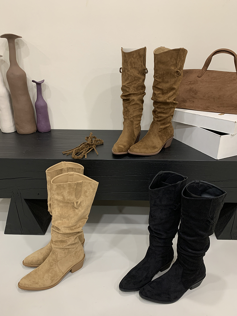 2026-new-retro-fringe-boots-chunky-heel-heightening-pointed-toe-over-knee-wasteland-knight-boots-slim-stacked-boots 2026 New Retro Fringe Boots Chunky Heel Heightening Pointed Toe Over Knee Wasteland Knight Boots Slim Stacked Boots