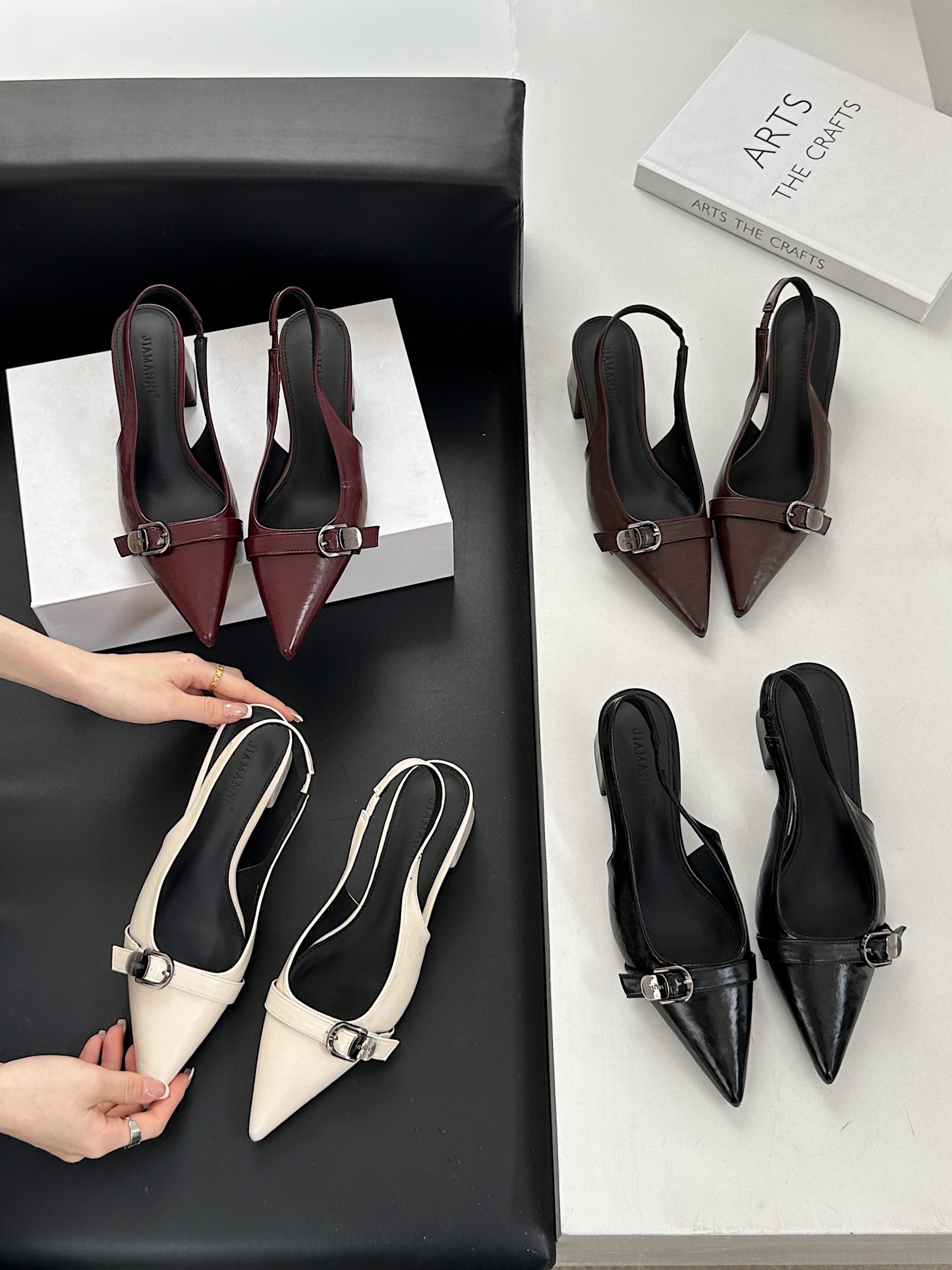 Women's Pointed Toe Chunky Heel Backless Sandals 2025 Spring Summer New Style - Style 044384