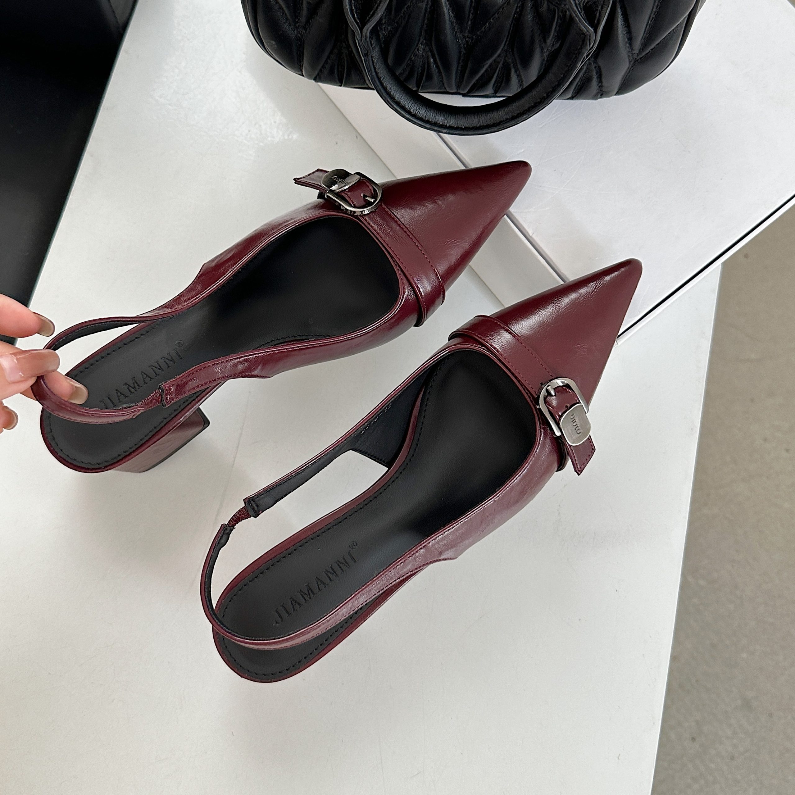 Women's Pointed Toe Chunky Heel Backless Sandals 2025 Spring Summer New Style - Style 044384